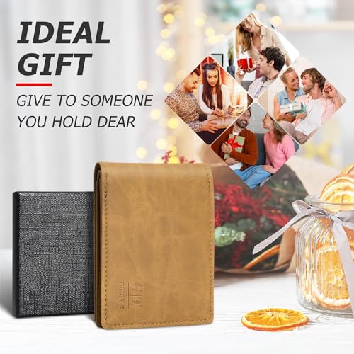 Gostwo RFID Blocking Bifold Wallet for Teen Boys & Men, Credit Card Holder - color: Brown