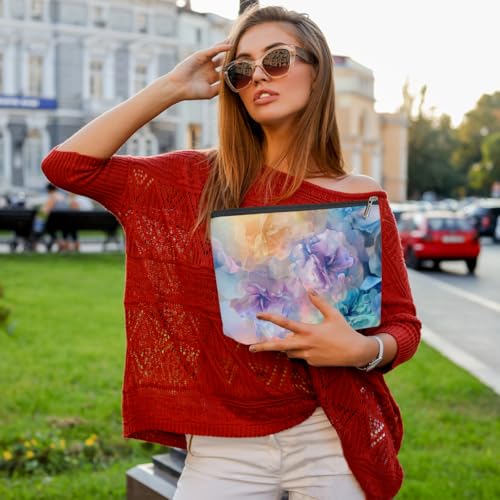 Fluid Ink Pastel Purple Floral Makeup Bag,Cosmetic Bags for Women - color: Pastel Marble 457