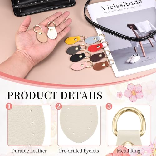 PATIKIL Purse Strap Mount Hook, Sew on Leather Buckle Bag Side D Ring Clips Replacement Clasp - color: White