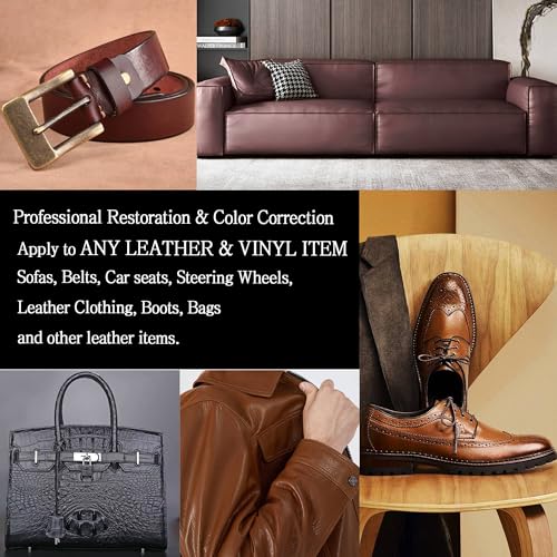 Leather Recoloring Balm & Mink Oil Leather Conditioner, Maroon | Restores faded leather, waterproof, scratch repair for couches, car seats, shoes & bags, Complete kit with mink oil & tools - color: Maroon