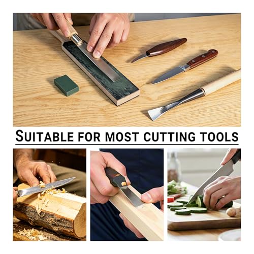 14" Leather Strop for Knife Sharpening for Woodcarving Tools | Double Sided, Stropping Compound Kit