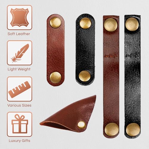 Kanemc 13PCS Leather Cord Organizer,3-Sizes Leather Cord Keeper for Travel