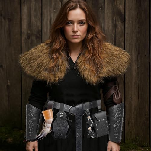 Renaissance Belt Pouch Purse Viking Bracer Hook Halloween Set Medieval Festival Costume Accessory Casual Fanny Pack Waist Bag - color: Pattern Black