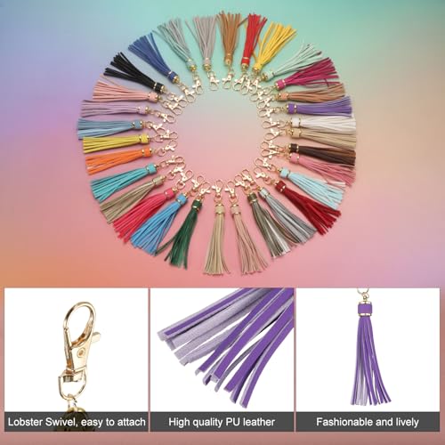 uxcell 10pcs PU Leather Tassels, 6 Inch Keychain Tassel Charm Tassel Purse Charm with Lobster Swivel for Jewelry Making, Handbag, DIY Crafts, Phone Straps (Dark Purple) - color: Dark Purple
