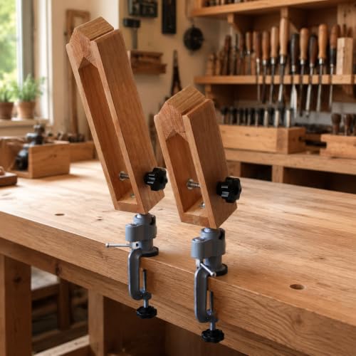 Leather Stitching Pony Clamp - 360 Rotation Wooden Leather Pony Clamp Universal Leathercraft Tool for Speedy Stitching, Lacing, and Sewing (Small Size)