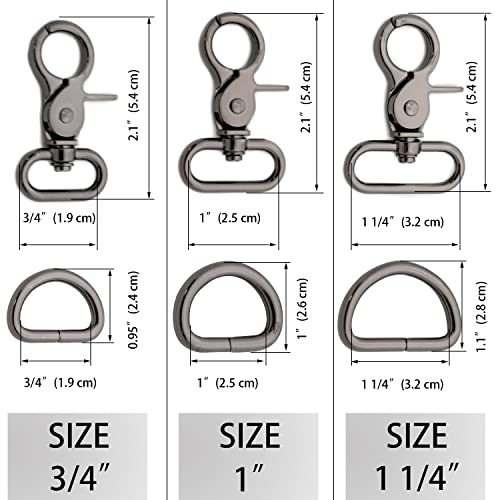 Trigger Snaps with D Rings, 6 Sets Hook Clasps Oval Swivel Trigger Clips Hooks Clips Snap for Straps Bags Belting Leathercraft (Silver,1 1/4") - color: Silver, size: 1 1/4"