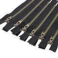 Leekayer 3# 17 cm Metal Zipper for Jeans Antique Brass Zipper 7 inch Close End Jeans Zippers 6pcs,(Black-Brass) - color: Black tape-Brass teeth, size: 7"