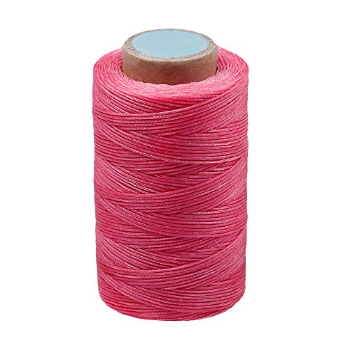 284Yards Waxed Thread for Leather, 0.8mm Waxed Linen Thread, Wax String | Waxed Thread for Bookbinding, Upholstery Thread Heavy Duty, Wax String for Leather Craft DIY/Bookbinding/Shoe Repairing - color: Light Rose Red