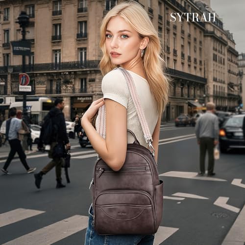 SYTRAH Small Backpack Purse for Women, Mini Daypack Cute for Travel Coffee - color: Coffee Brown