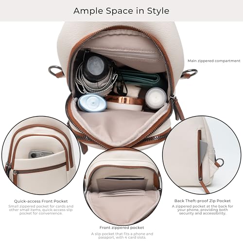 Alldaily Large Sling Bag for Women Crossbody Purse Leather Fashionable Trendy Chest Bag for Travel, Fanny Pack (White) - color: White With Brown