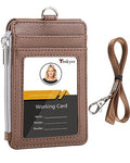 Teskyer ID Badge Holder with Lanyard, Lanyard Wallet, Lychee Coffee - color: Lichee Coffee, size: 3.1" x 4.7"