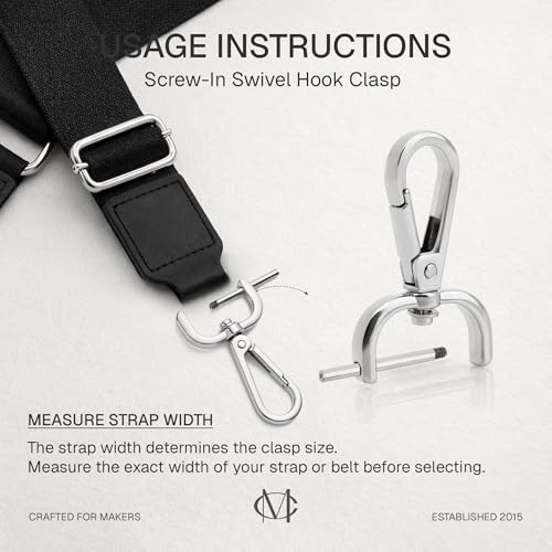 CRAFTMEMORE 2pcs Detachable Snap Hook Swivel Clasp w/Screw Bar VT493 Bag Strap Hardware Replacement (3/4 Inch, Gunmetal) - color: Gunmetal, size: 3/4 inch