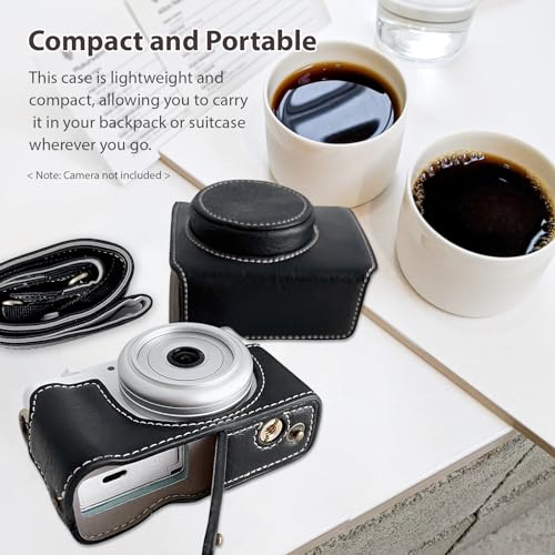 Andoer Digital Camera Protective Case PU Leather Camera Storage Bag with Removable Shoulder Strap Compatible with Sony ZV1-F/ ZV1M2, Brown