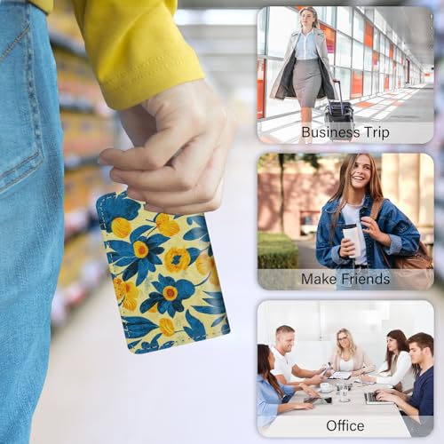 AI-DEE Business Card Holder，PU Leather Business Card Case Color Printing Pattern Card Holder Wallet，Pockets Magnetic Credit Card Holders for Men and Women - Pink Flowers - color: Peach Pink