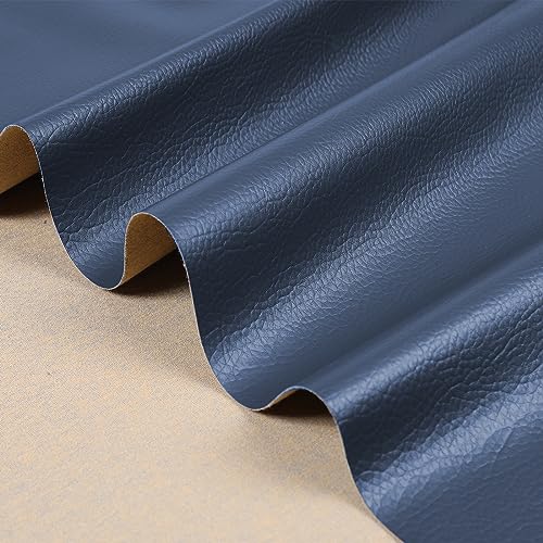 Marine Vinyl Upholstery Faux Leather Fabric, 1 Yard Navy Blue | Marine Grade Faux Leather Vinyl by the Yard, Waterproof, Soft & Durable, for Boat, Furniture Upholstery, DIY Sewing Crafts - color: Navy Blue, size: 1 Yard 55" x 36" (Pre-cut)