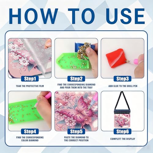LSQFS Diamond Art Painting Crossbody Bag for Adults, Butterfly Floral DIY Diamond Art Kits for Women, PU Leather Shoulder Purse Craft Kit - color: Butterfly flowers 1