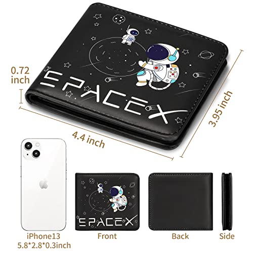 Teen Boys Cool Wallet-Men Mens Men'S Space Leather Credit Id Card Cash Holder Man Black Rfid Blocking Zipper Wallets With Coin Pocket Id Window Aesthetic Teen Boy Male Youth Guys - color: space