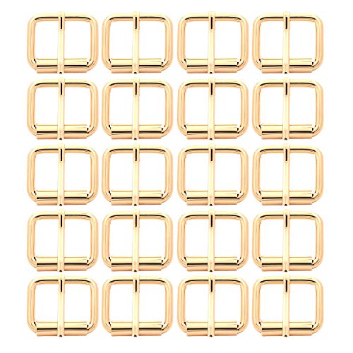 BIKICOCO Roller Buckle, 1'' x 3/4'' Heel Rolling Bar Buckles for Bags Leather Webbing Straps, Light Gold - Pack of 20 - color: Light Gold X 20 Pcs