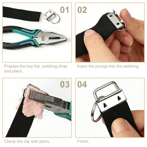 20 PCS Keychain Wristlet Hardware Set, 1 Inch Key Fob with Rings for DIY Bag Webbing, Lanyard & Wrist Strap Making Supplies (20pcs-Silver) - color: 20pcs-Silver