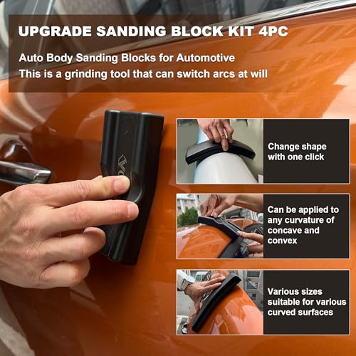 24Pcs PSA Adjustable Sanding Block Kit,Hand Abrasives Auto Body Sanding Block Set with 20pcs Self Adhesive Sandpaper,Flexible for Automotive Paint and Woodworking Sand Furniture - color: Sanding Block, size: 24Pcs PSA Adjustable Sanding Block Kit