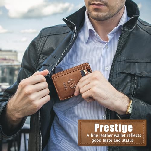 Personalized Initial Card Wallet - Deep 3D Embossed Floral Leather Slim RFID Blocking Holder, Ultra-Thin 0.77cm Custom Monogram Gift for Men & Women (A,Retro Brown) - color: Retro Brown