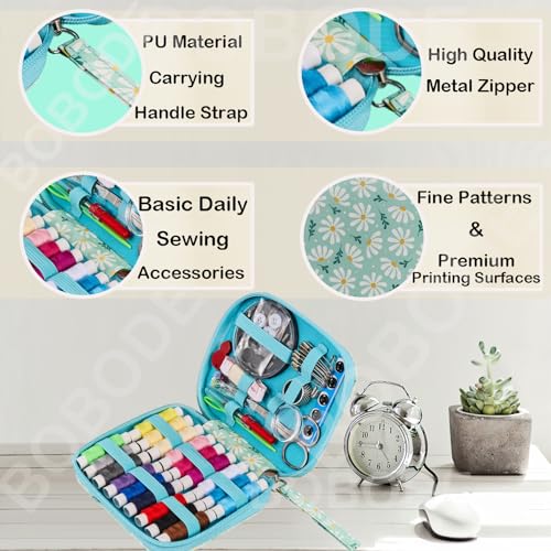 Bobode Printing Sewing Kit Travel Basic Sewing Kit for Adults, | Chrysanthemum Pattern Small Sewing Set 87 PCS Professional Sewing Supplies Accessory for Emergency,Beginners - color: Chrysanthemum