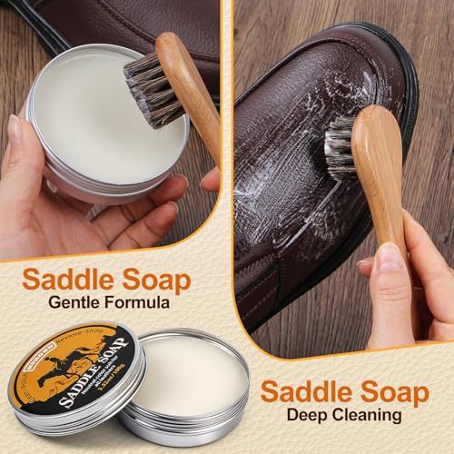 Nuroon Leather Boots Care Kit- Leather Cleaner Boots Shoes Cleaning Kit, Saddle Soap,Mink Oil and Wax Waterproofer - style: 4 Pieces