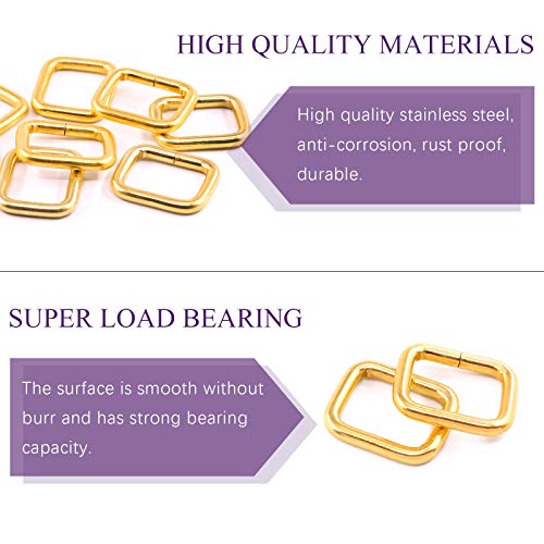 Swpeet 60Pcs Heavy Duty Metal Rectangle Ring - color: Gold, size: 3/4 Inch