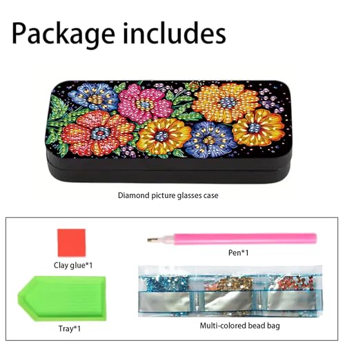 DIZAKIM 1pcs 5d Diamond Art Kits for Adults Small Diamond Painting Kit Gem Art Paint by Diamonds Dots Eyeglasses Case DIY for Beginner Women (#10) - color: #10