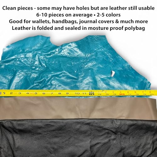 Leather Scraps - Soft and Flexible. New Larger Sizes. Mixed Colors. 2-7 Pieces per Pack. 2 lbs.