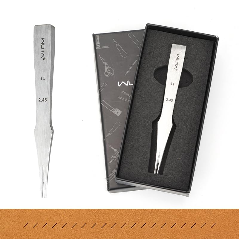 WUTA Leather Chisel All-Polished Die-Steel Puncher French Style Pricking Iron Sharp Leather Punching (Obverse, 2.45 mm 2Teeth) - color: Obverse, size: 2.45 mm 2Teeth