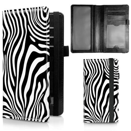 Check Book Cover for Personal Checkbook, Leather Business Checkbooks Plastic Insert Flap Card Holder Pen Hoop Holder with RFID Blocking Slim Wallet for Women Men, Black White Line - color: Black White Line