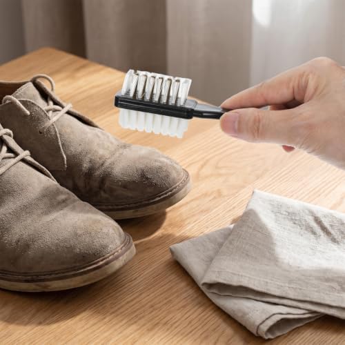 Suede Brush for Shoes 2 in 1 Rubber Polish Suede Brush and Eraser | Suede Shoe Brush, Suede Eraser for Shoes, Suede Nubuck Shoe Bag Sandals Clogs Boots Sneaker Furniture, with Crepe & Brass