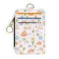 Slim Wallet Credit Card Holder, Mushrooms And Flowers, RFID Wallet Women Cute Small Front Pocket Wallet With Zipper, PU Leather Thin travel RFID Blocking Card Case ID Window,Ladies Gifts - color: Mushrooms And Flowers