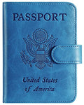 Passport Holder Cover Wallet RFID Blocking, Travel Essentials - color: Blue