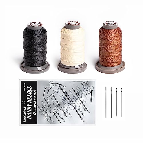 WUTA Waxed Thread Hand Sewing Needles Set Leather Stitching Supplies for Home Upholstery Leather Canvas Bags Sofa Furniture Canvas Repair and Sewing (3 Color) - color: 3 color