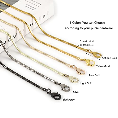Xiazw Small Square Copper Purse Shoulder Cross Body Handbag Bag Chains Strap Replacement(Black Grey, 47'') - color: Black Grey