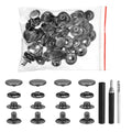 HARFINGTON 25 Set Leather Snap Fasteners Kit 17mm Metal Snap Button Press Studs Leather Rivets Snaps with 3 Setter Tools for Clothes Jackets Jeans Wears Bags, Gun-Black - color: Gun-Black, size: 17mm