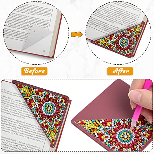 WIVICO 4Pcs Diamond Painting Bookmarks, Diamond Pearl Art Kits for Adults | DIY Diamond Dots Paint By Numbers Kit,Gifts for Book Lovers(Mandala)