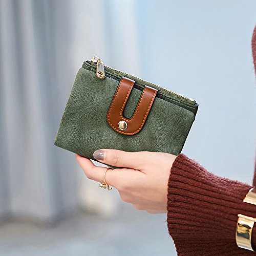 YOTOO Womens Wallets Bifold Leather Small Wallets for Women Mini Rfid Thin(green)