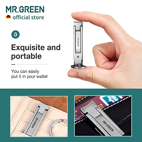 MR.GREEN Collapsible Nail Clippers Small and Thin Portable Travel Nail Scissors Cutter Stainless Steel Manicure Tools with Nail Files (Brown Leather Case+ Iron Box) - size: Brown Leather Case + Iron Box