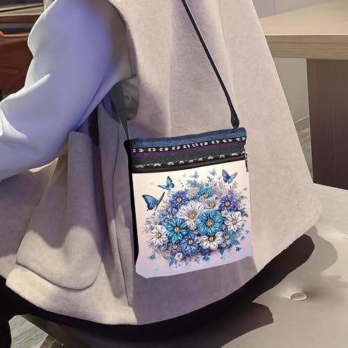 LSQFS Diamond Art Kits for Adults, DIY Diamond Painting Crossbody Bag, 5D Butterfly Floral Diamond Art Bags, PU Leather Art Bag, Craft Kits for Adults Women, Unique Gift - color: Butterfly flower 2