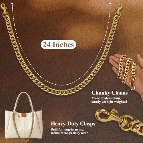 Purse Chain Medium Size Metal Bag Strap Extender Charm Replacement | Flat Links Accessory - color: Antique Gold