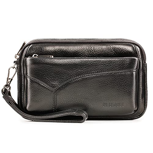 Leather Clutch Purse Wallet Men Wrist Bag - color: #01black