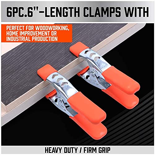 HORUSDY 12-Pack 6 Inch Spring Clamps, Heavy Duty Metal Clamp Set with 2.5-Inch Jaw Opening for Woodworking, DIY, Crafts and Repairs - color: Orange, size: 6 inch 12-Piece