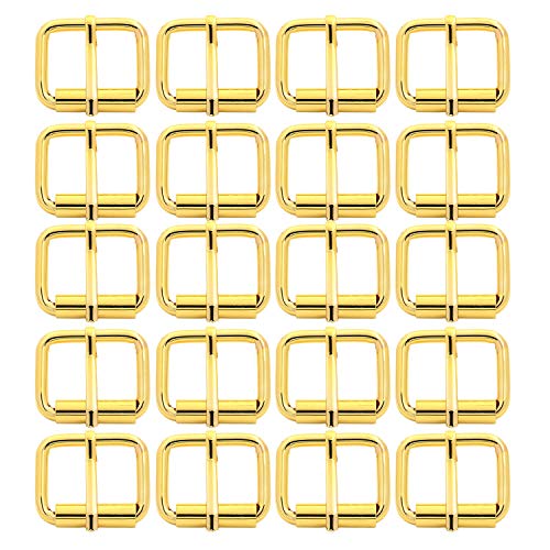 BIKICOCO Roller Buckle, 1'' x 3/4'' Heel Rolling Bar Buckles for Bags Leather Webbing Straps, Gold - Pack of 20 - color: Gold X 20 Pcs
