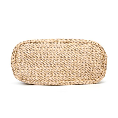 Medium Straw Bag Hand Weave Beach Handbag Summer Crossbody Shoulder Bags Bucket Tassel Totes for Women - color: Brown