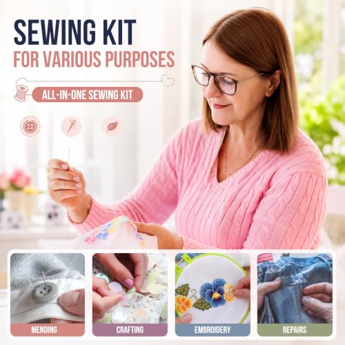Coquimbo Sewing Kit Mini Travel, Dorm Room Essentials for Girls (Black, S) | Stocking Stuffers for Teen Girls Boys Adults Women Kids, Portable Needle and Thread Kit with Scissors, Tape Measure, Thimble - color: Black, size: S