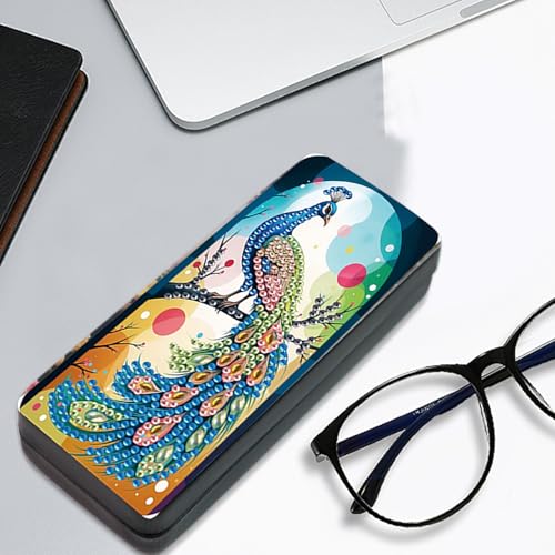 Diamond Painting Glasses Case - color: Peacock