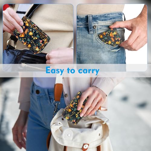Business Card Holder, PU Leather Printing Business Card Case Pocket with Magnetic Shut, Portable Business Card Carrier Holder for Women or Men (Mushroom) - color: Mushroom